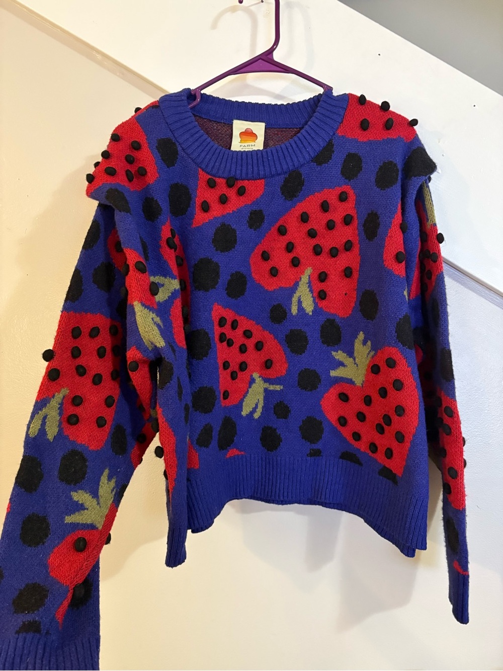 Farm Rio Blue Maxi Heartberry Sweater large